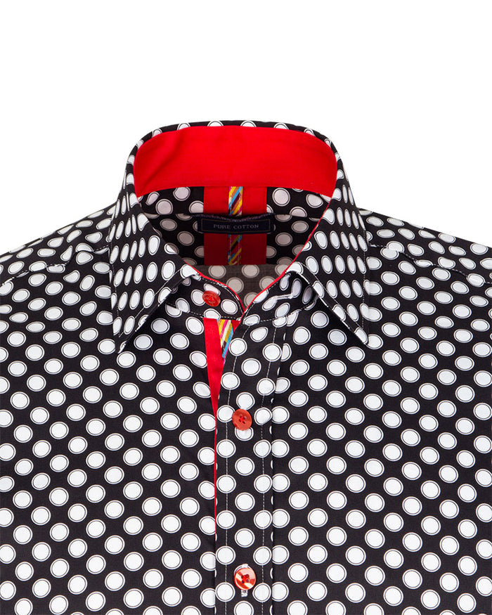 Black Polka Dot Print with Matching Handkerchief-Makrom
