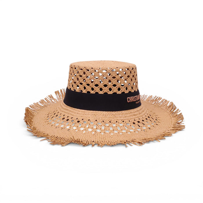 CHRISTIAN DIOR STRAW LOGO HAT