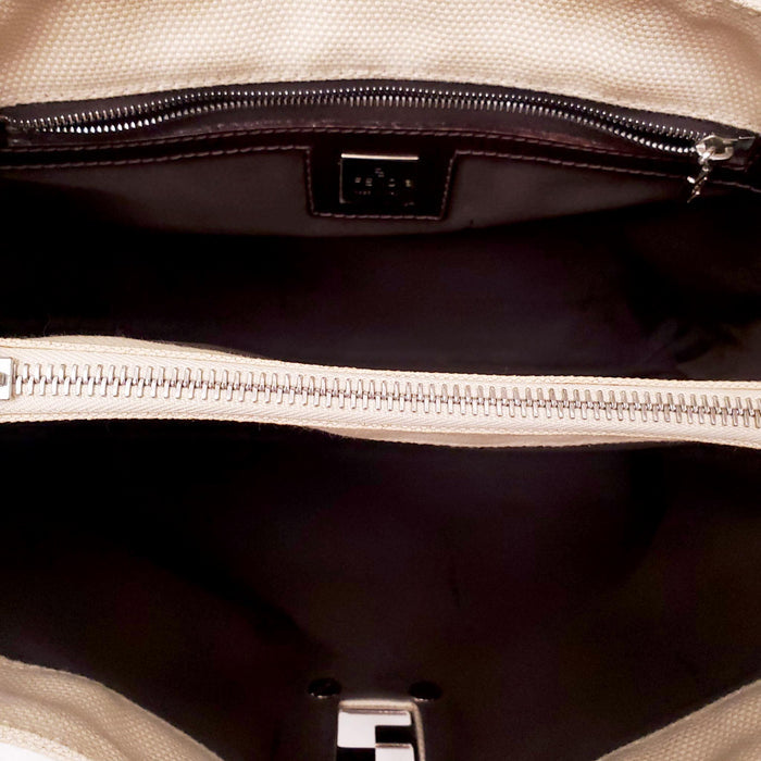 FENDI CREAM CANVAS TOTE BAG