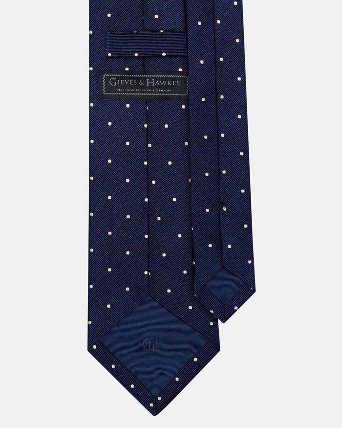 Kingsberry Business Navy Tie With White Spot