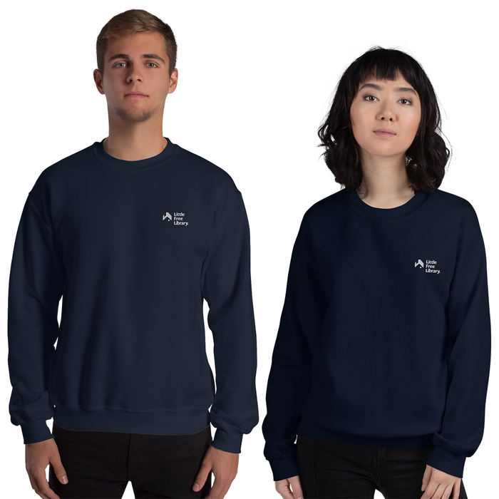Little Free Library Embroidered Crewneck Navy