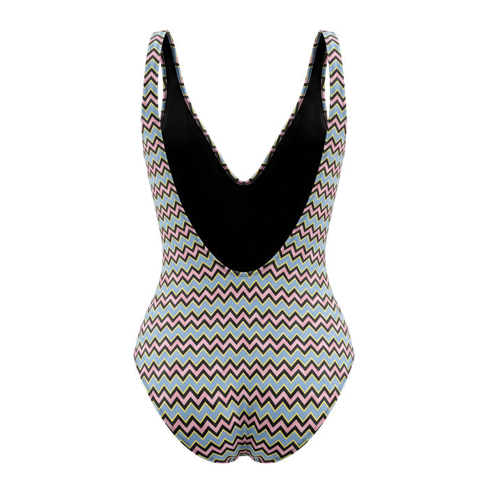 M MISSONI ROUCHED ZIG ZAG SWIMSUIT - SIZE 38