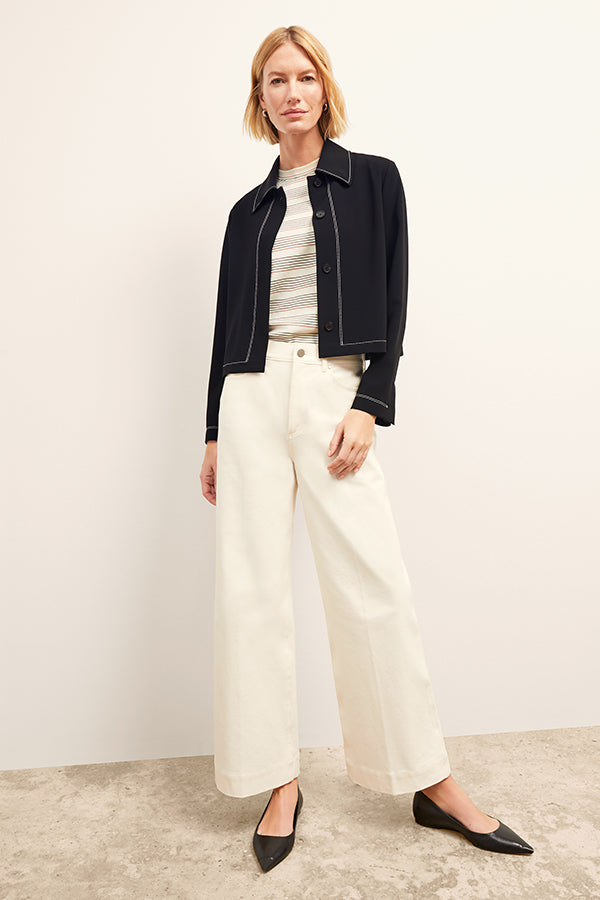 front image of a woman wearing the nicky jacket in black | Exclude | Grid Hover