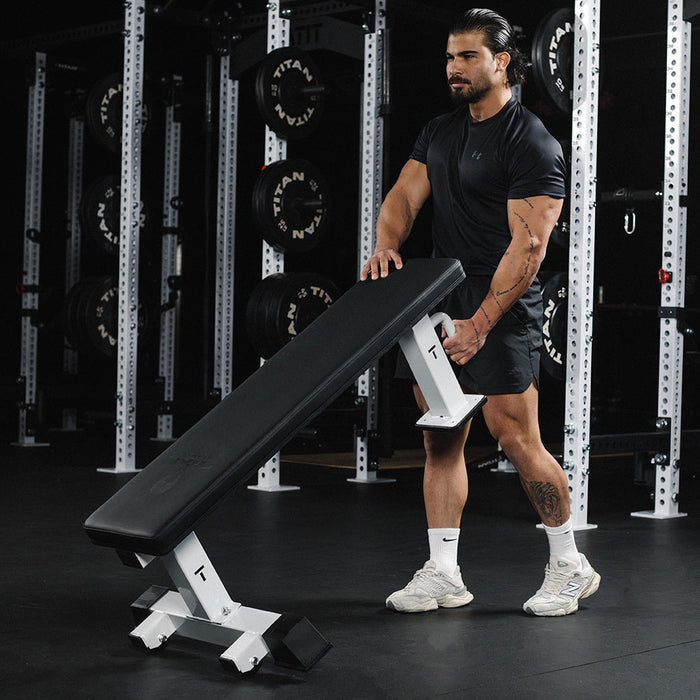 Elite Series Single Post Flat Bench | White