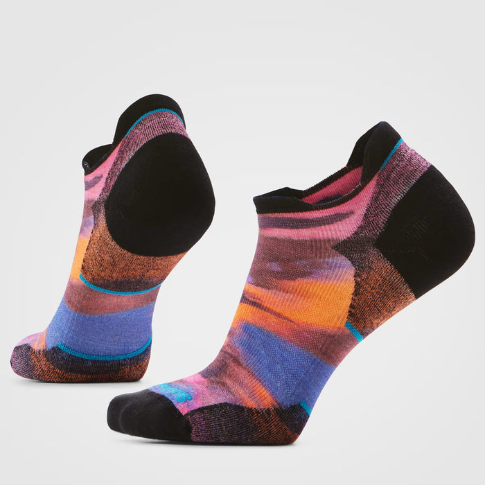 SMARTWOOL WOMENS RUN TARGETED CUSHION BRUSHED PRINT LOW ANKLE SOCKS