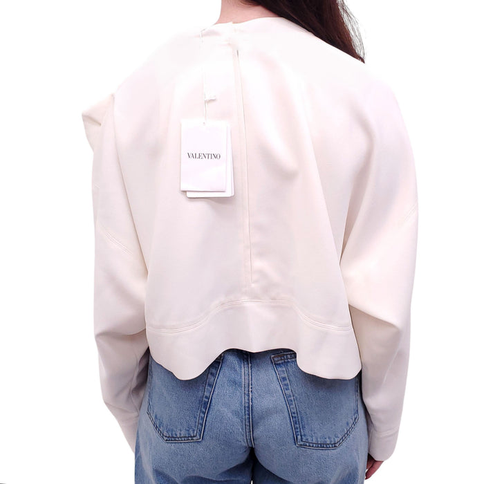 VALENTINO CREAM ROSETTE APPLIQUÉ TOP - SIZE 42