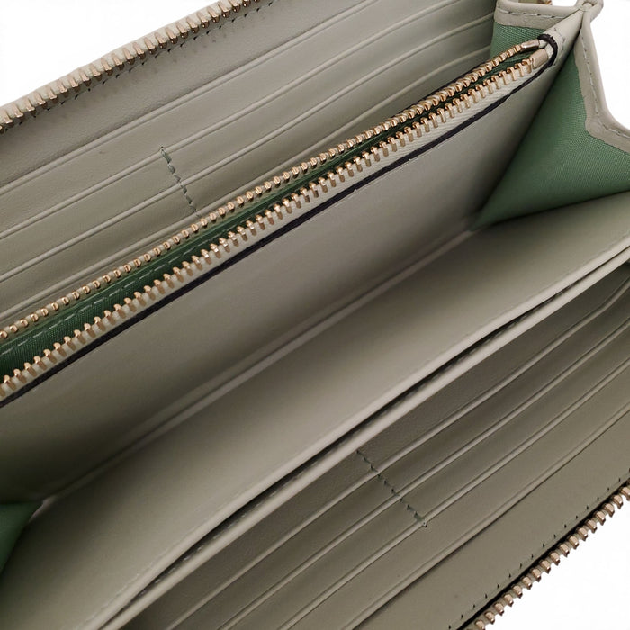 VALENTINO SAGE GREEN ROCKSTUD ZIP-AROUND WALLET