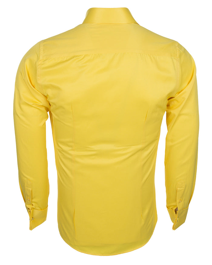 Yellow Plain Double Cuff Shirt-Makrom