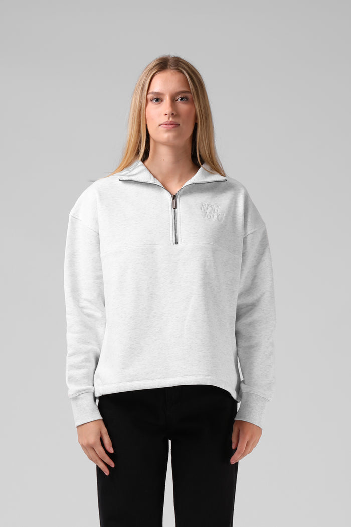 1-4 Zip Sweater - White Marl