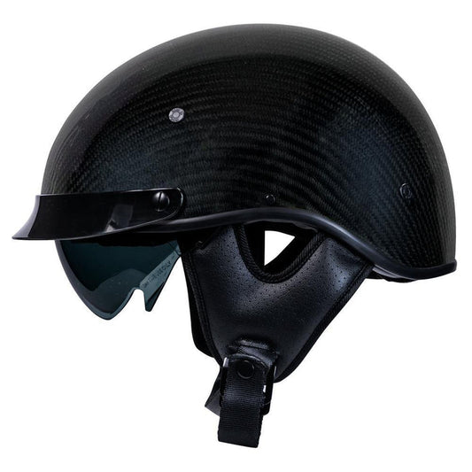 707 Cruise Half Helmet Carbon with Peak: Genuine Carbon Fiber composite shell
VIVS VOSS international visor system is our bui