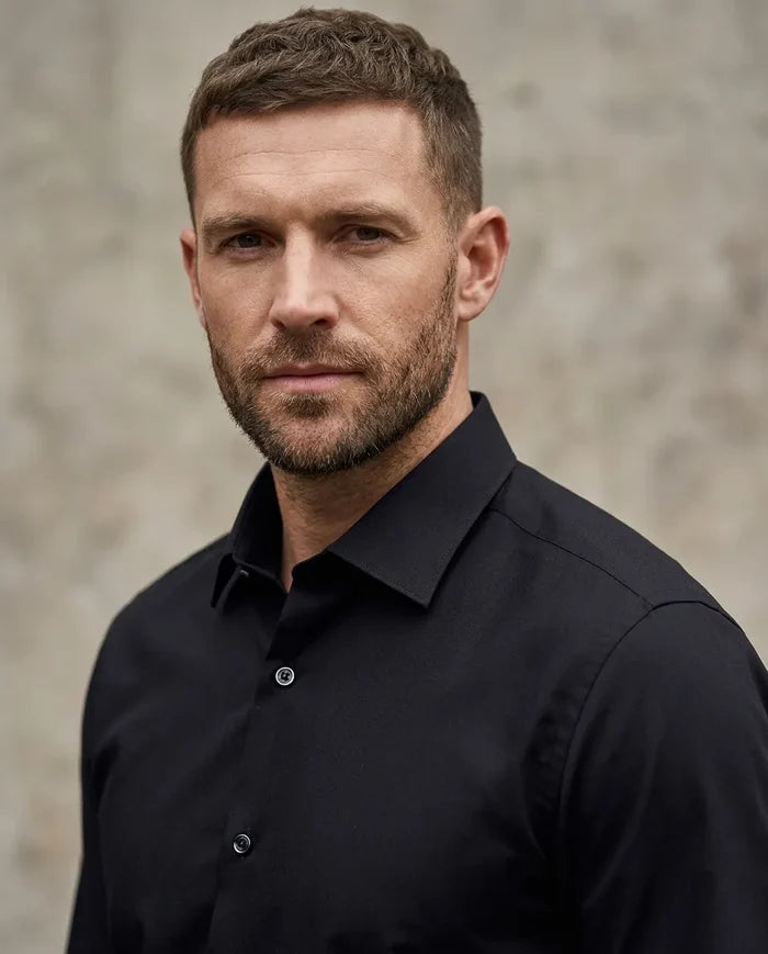 Black Plain Pure Cotton Non Iron Men's Shirt