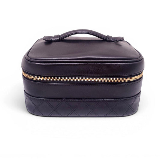 CHANEL BLACK LEATHER VANITY BAG