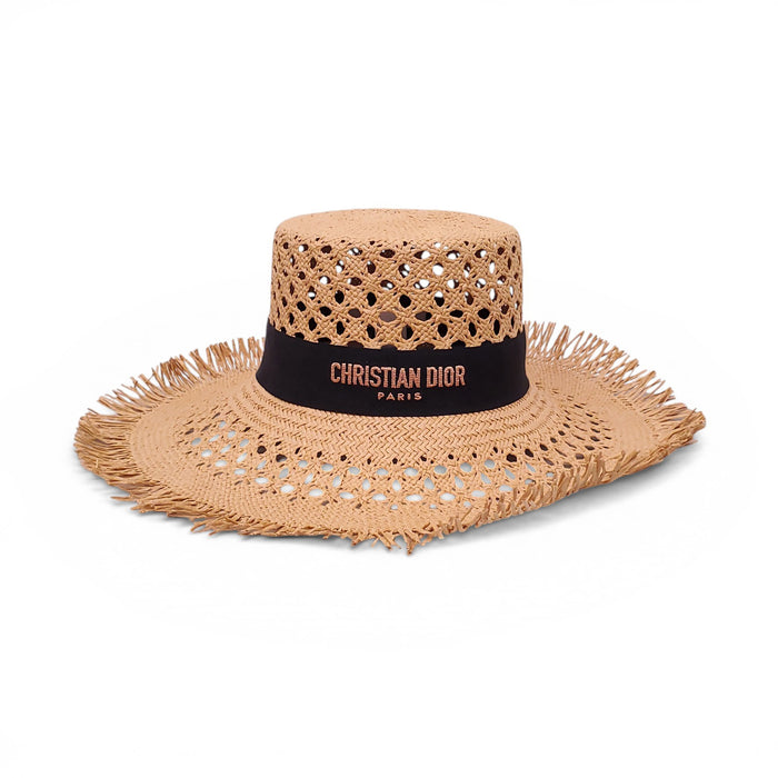 CHRISTIAN DIOR STRAW LOGO HAT
