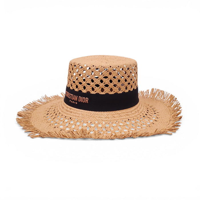 CHRISTIAN DIOR STRAW LOGO HAT