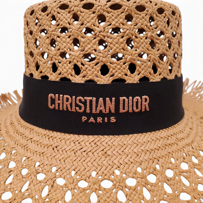 CHRISTIAN DIOR STRAW LOGO HAT