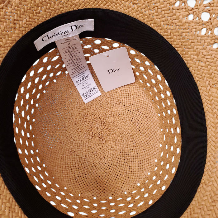 CHRISTIAN DIOR STRAW LOGO HAT