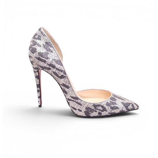CHRISTIAN LOUBOUTIN LEOPARD METALLIC HEELS - SIZE 38