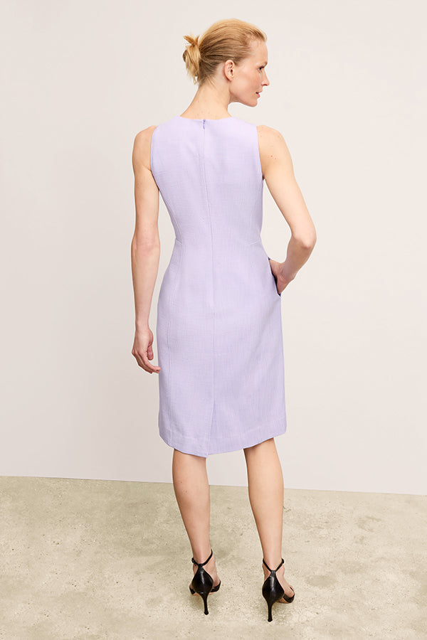 back image of a woman wearing the constance dress in lilac/ivory | Exclude | Grid Hover