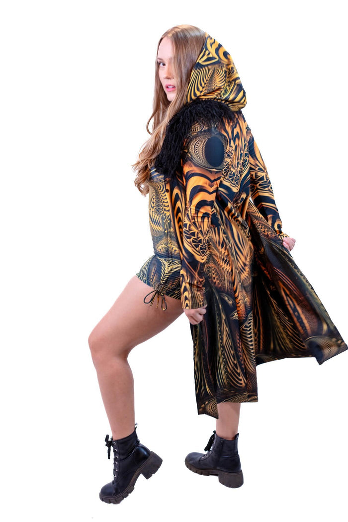 Down the Ribbit Hole Faux Fur Duster