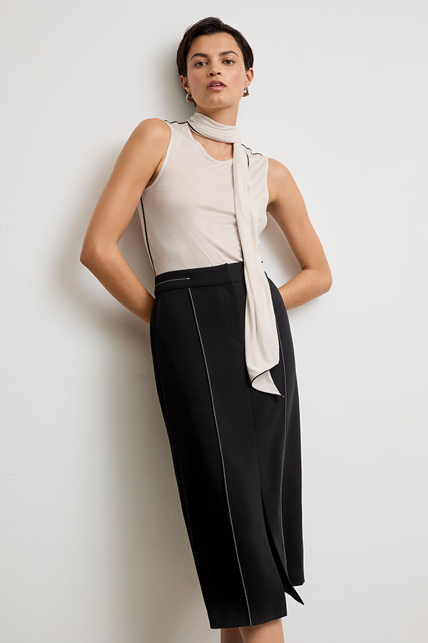 front image of a woman wearing the felicity top in cloud jersey | Exclude | Grid