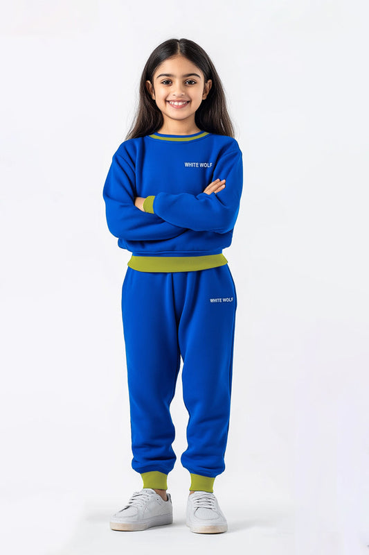 Girls Royal Blue Track Suit "White Wolf" – Warm & Breathable - Hinz Clothing