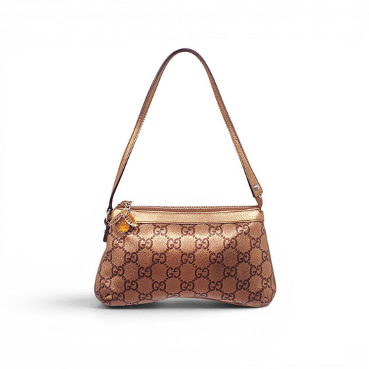 GUCCI GOLD MONOGRAM POUCHETTE BAG