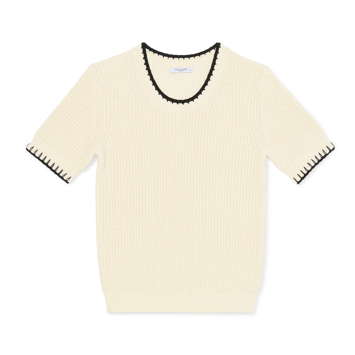 packshot image of the hallie top in contrast knit