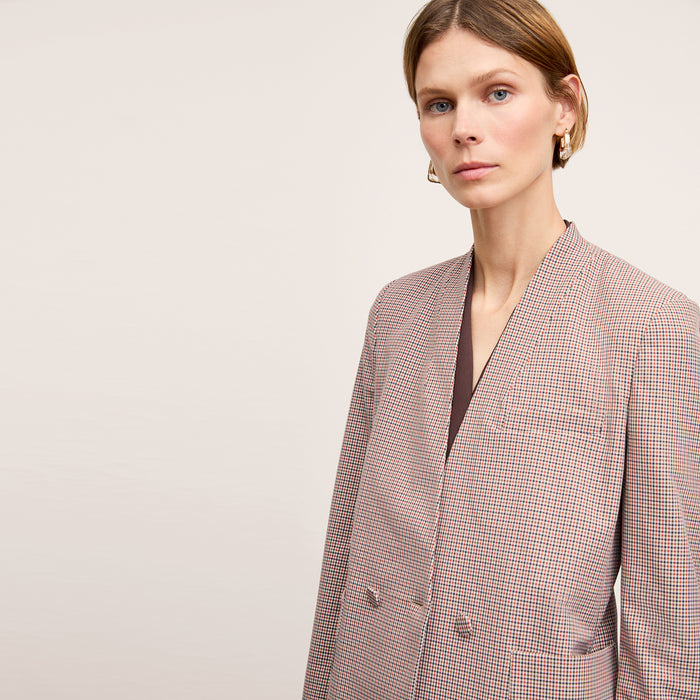 Front image of the Janette Jacket in Mini Check | Lead