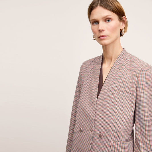 Front image of the Janette Jacket in Mini Check | Lead