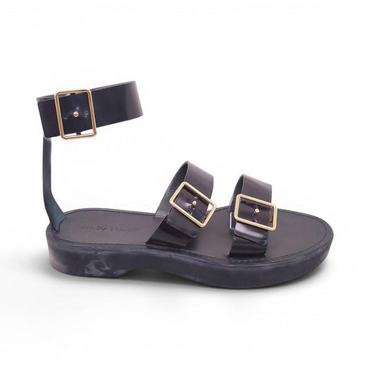 JIL SANDER BLACK BUCKLE SANDALS - SIZE 39