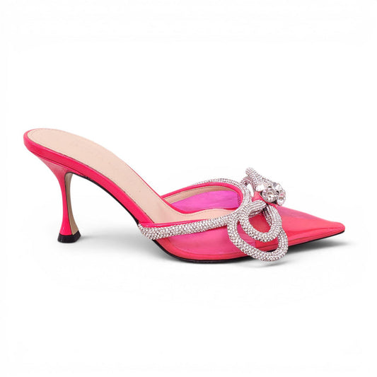 MACH & MACH FUCHSIA PVC CRYSTAL BOW HEELS - SIZE 36