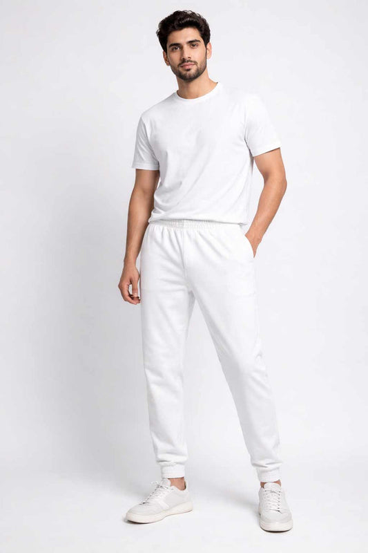 Buy Men White Fleece Elastic Bottom Pants Pakistan  - Hinz Clothing