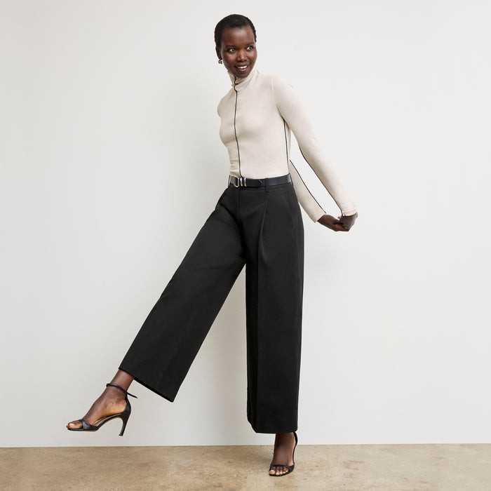 front image of a woman wearing the natasha top in cloud jersey
