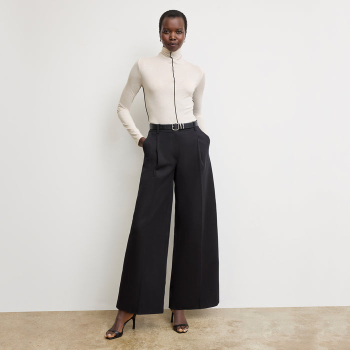 front image of a woman wearing the natasha top in cloud jersey