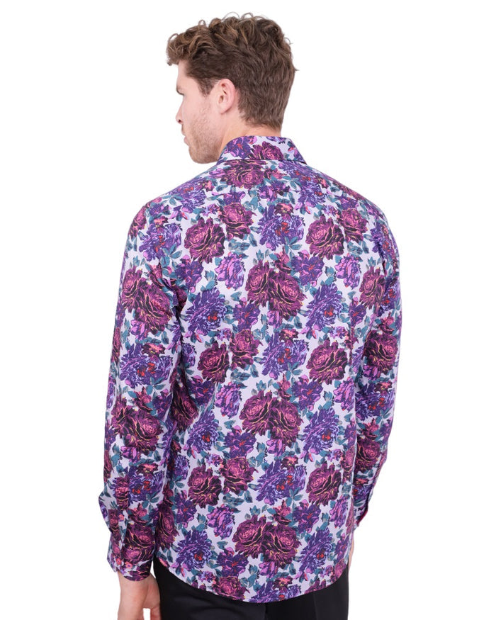Purple Rose Print with Matching Handkerchief-Makrom