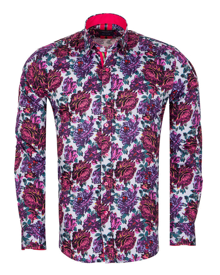 Purple Rose Print with Matching Handkerchief-Makrom