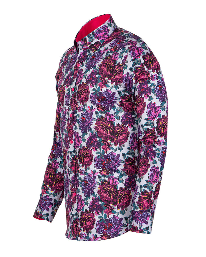 Purple Rose Print with Matching Handkerchief-Makrom