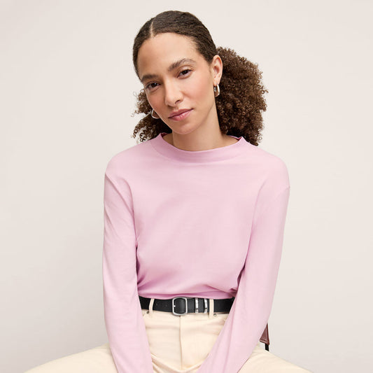 front image of a woman wearing the raquel top in hyacinth | Lead