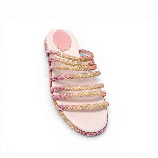 RENÉ CAOVILLA OMBRE CRYSTAL STRAPPY FLATS - SIZE 35