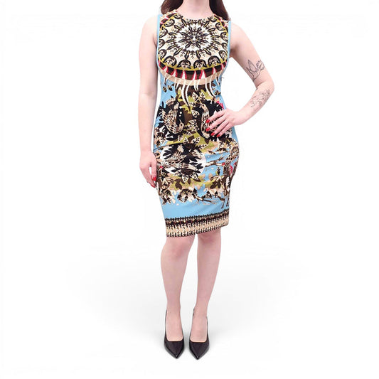 ROBERTO CAVALLI BLUE BIRD PATTERNED DRESS - SIZE 40