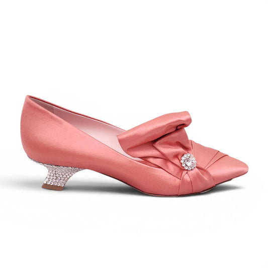 ROGER VIVIER CORAL SATIN BOW HEELS - SIZE 37