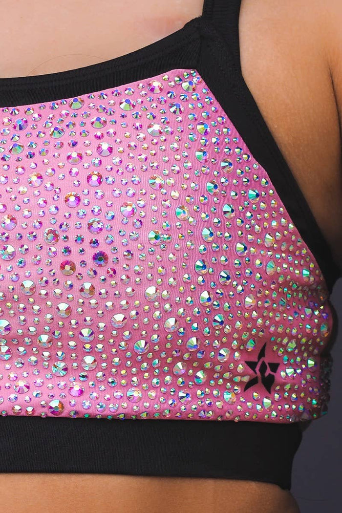 Rosie Sports Bra in Rose Gold with Opalescent Crystal Couture - Special Order