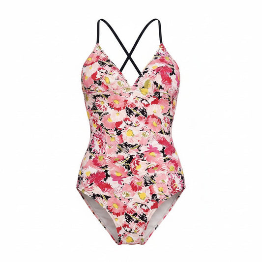 STELLA MCCARTNEY PINK AND YELLOW FLORAL ONE-PIECE SWIMSUIT - SIZE S
