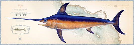 Swordfish Over Nautical Charts - Custom