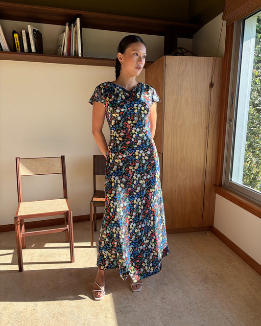 TALIA TIE BACK MAXI DRESS SPRINKLE FLORAL