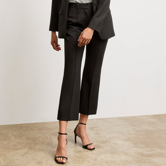 front image of a woman wearing the tessa pant in black | Lead