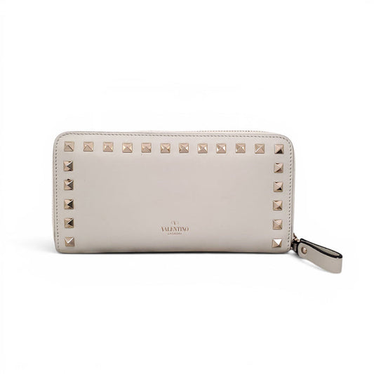VALENTINO SAGE GREEN ROCKSTUD ZIP-AROUND WALLET