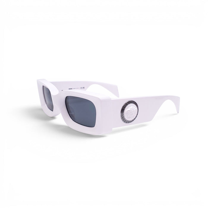 VERSACE WHITE RECTANGULAR SUNGLASSES WITH MEDUSA LOGO