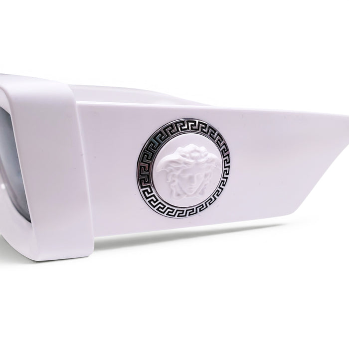 VERSACE WHITE RECTANGULAR SUNGLASSES WITH MEDUSA LOGO