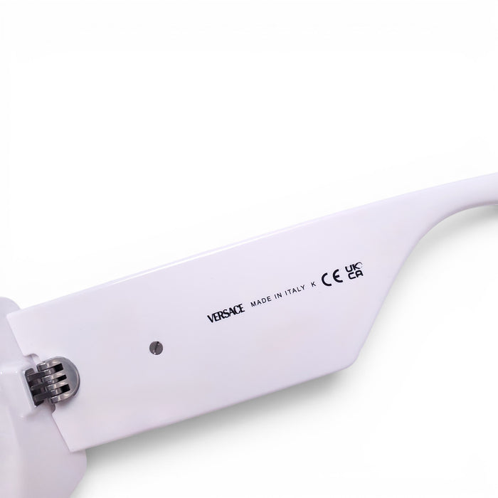VERSACE WHITE RECTANGULAR SUNGLASSES WITH MEDUSA LOGO